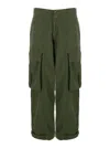 Frame Green Cargo Pants With Patch Pokets In Cotton Woman In Green