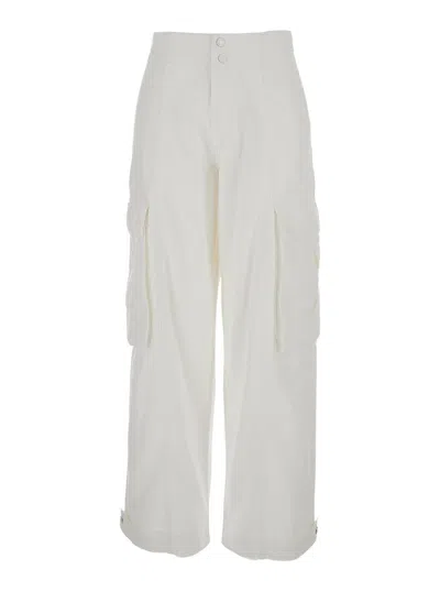 Frame Wide Leg Cargo Pants In White