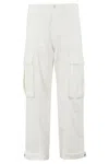 Frame Wide Leg Cargo Denim Pants In Wht White