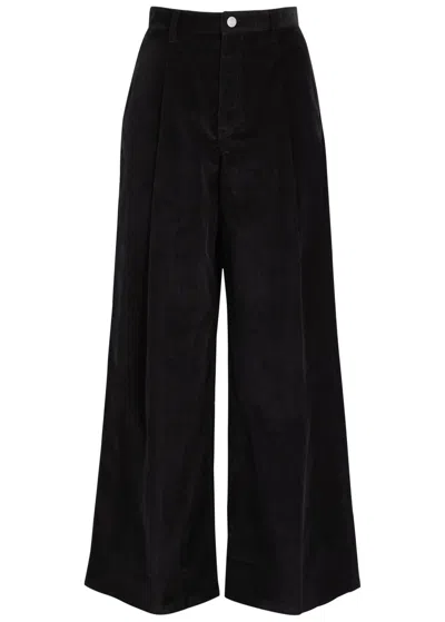 Frame Denim Corduroy Wide Leg Trouser In Black