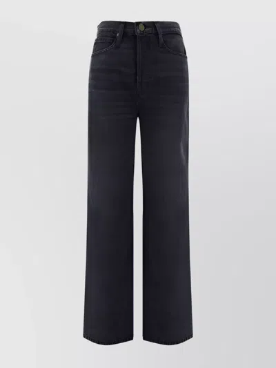 Frame Wide-leg Cotton Jeans Faded Wash In Black