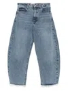 Frame Bubble Crop High Waist Wide-leg Jeans In Blue