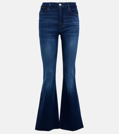 Frame Wide-leg Flare Jeans In Dark Denim