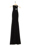 Frame Wide Leg Halter Jumpsuit In Black