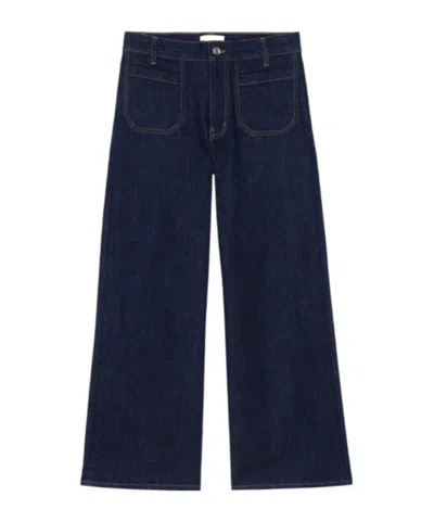 Frame Wide Leg Jeans In Blue