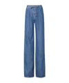 Frame Super Drape High Rise Drawstring Wide Leg Jeans In Ghost In Blue