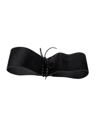 Pre-owned Frame Wide Ponyhair Waist Belt In Black