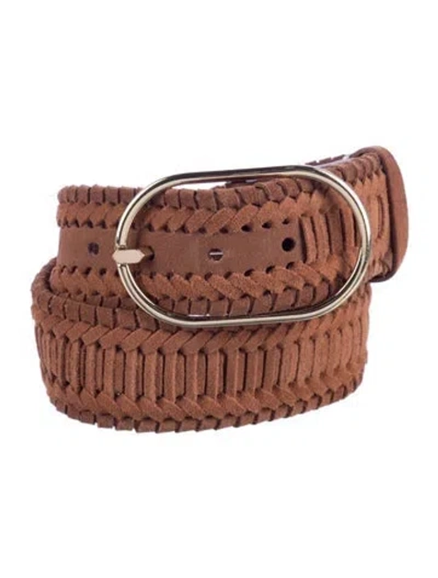 Pre-owned Frame Wide Suede Belt In Brown