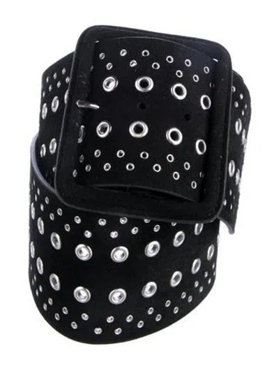 Pre-owned Frame Wide Suede Waist Belt W/ Tags In Black