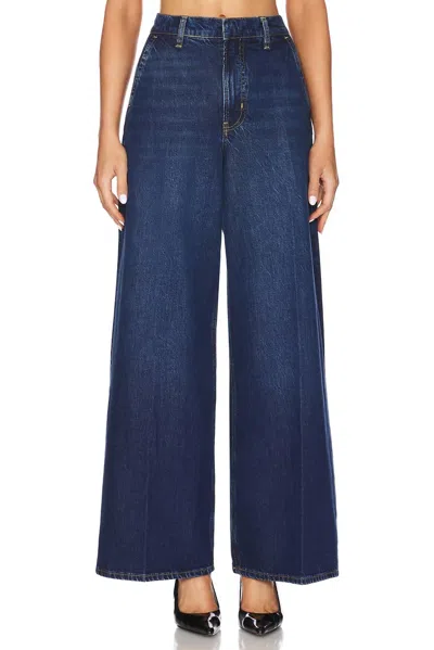 Frame Wide Trouser Pants In Blindspot In Blue