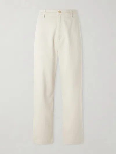 Frame Wide-leg Cotton-twill Trousers In White