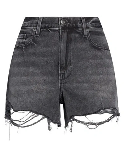 Frame Woman Denim Shorts Black Size 30 Cotton, Re-used Cotton In Gray