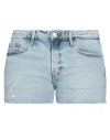 Frame Woman Denim Shorts Blue Size 28 Cotton, Tencel, Elastane In Blue