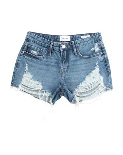 Frame Woman Denim Shorts Blue Size 28 Organic Cotton, Elastane