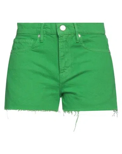 Frame Woman Denim Shorts Green Size 29 Cotton