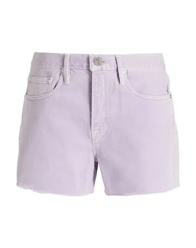 Frame Woman Denim Shorts Light Purple Size 32 Cotton