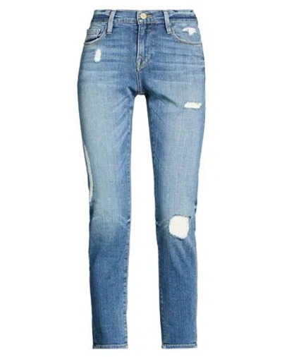 Frame Woman Jeans Blue Size 26 Cotton, Elastane