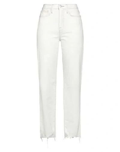 FRAME FRAME WOMAN JEANS IVORY SIZE 25 COTTON, PRE-CONSUMER RECYCLED COTTON, ELASTANE