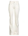 Frame Woman Jeans Ivory Size 27 Cotton, Polyester, Elastane In White