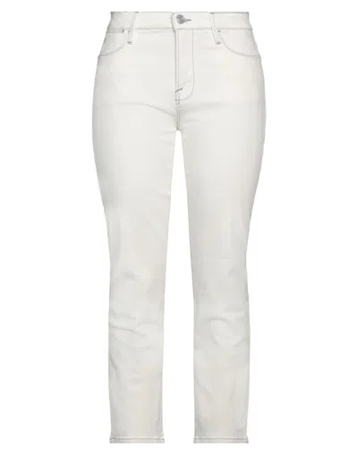 FRAME FRAME WOMAN JEANS IVORY SIZE 28 COTTON, POLYESTER, ELASTANE