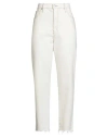 Frame Woman Jeans Ivory Size 32 Cotton In White