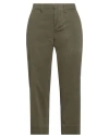 Frame Woman Cropped Pants Military Green Size 26 Cotton In Green