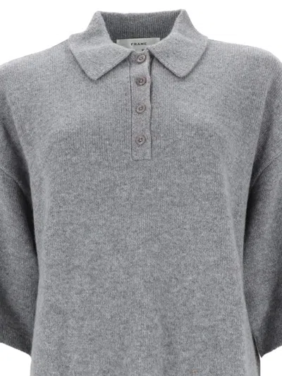 Frame Women's 100% Cashmere Polo Shirt In Gray
