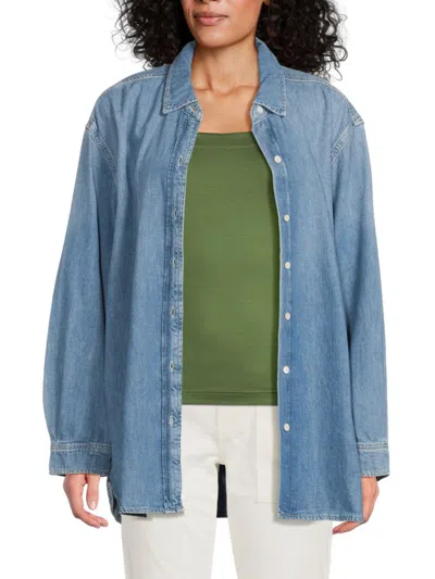 Frame Women's Acid Wash Beach Shirt In Blue