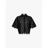 Frame Womens Black Lace Short-sleeve Woven Shirt