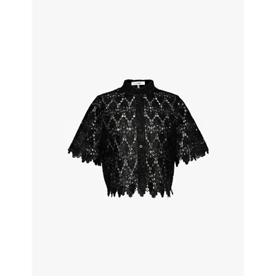 Frame Womens Black Lace Short-sleeve Woven Shirt In Black