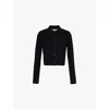 Frame Shrunken Spread-collar Cashmere Cardigan In Black