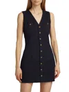 Frame Wool-blend Twill Mini Dress In Navy