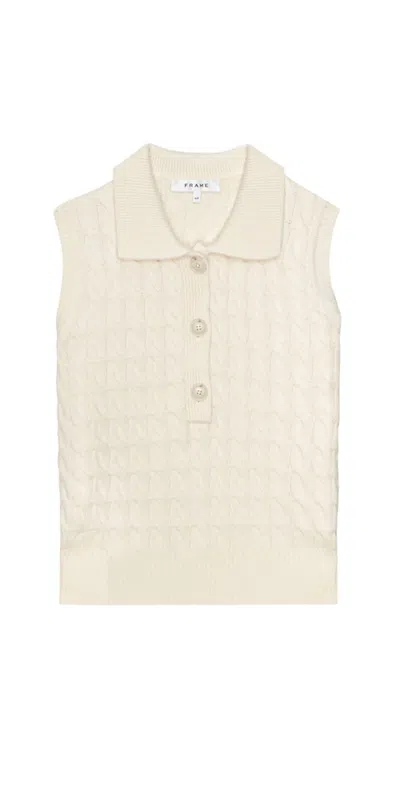 Frame Women's Cable Polo Vest In Cream In Neutral