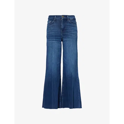 Frame Womens Calvin Palazzo Crop Raw-hem Wide-leg High-rise Denim-blend Jeans