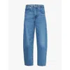 Frame Womens Caramia Low Slung Barrel Straight-leg High-rise Recycled-denim Jeans In Caramia