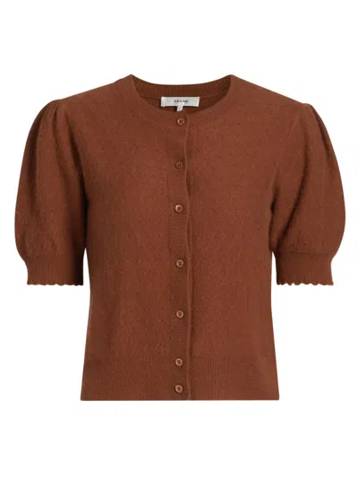 Frame Women's Cashmere Pointelle-knit Cardigan In Brown