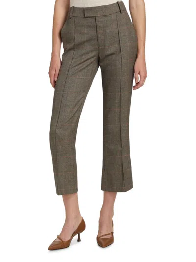 Frame Women's Check Cropped Trousers In Neutral