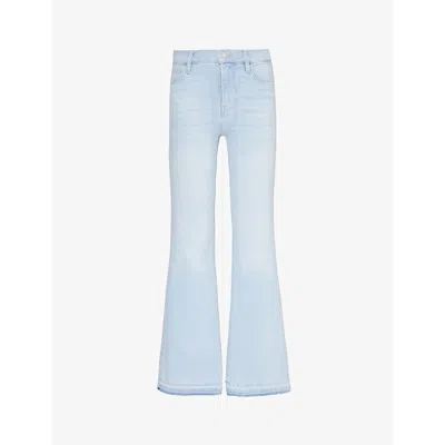 Frame Womens Clarity Flare Fray Side-slit High-rise Straight-leg Stretch-denim Blend Jeans