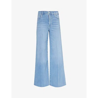 Frame Womens Clearwater Slim Palazzo Raw-hem Stretch-organic-denim Blend Jeans