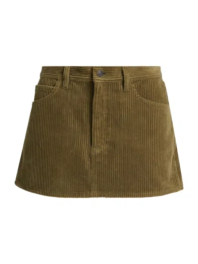 Frame Women's Corduroy Cotton A-line Miniskirt In Green
