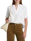 Frame Gathered Cotton-poplin Top In White