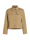 Frame Womens Khaki The Short Cotton Trench Jacket In Khaki