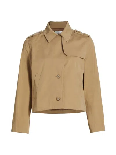 Frame Womens Khaki The Short Cotton Trench Jacket In Brown