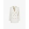 Frame Womens Cream Multi Double-breasted Peak-lapel Regular-fit Cotton And Linen-blend Blazer In Cream Multi