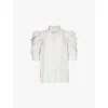 Frame Womens Creamgillian Striped-print Silk Top In Cream Multi