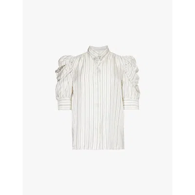 Frame Womens Creamgillian Striped-print Silk Top In Cream Multi