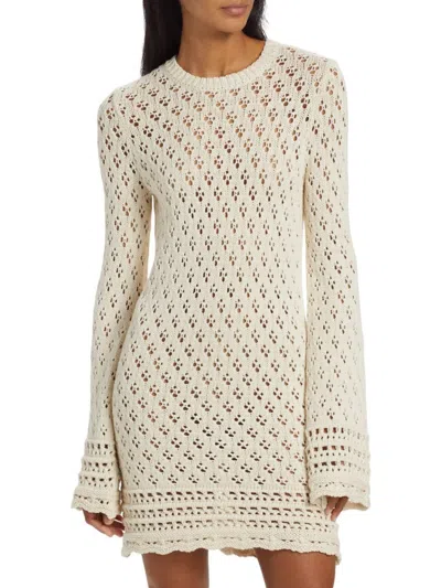 Frame Women's Crochet Long-sleeve Minidress In Neutral