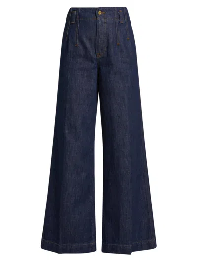 Frame Women's Darted Wide-leg Jeans In Blue