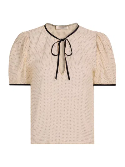 Frame Women's Dotted Tieneck Silk Blouse In Neutral