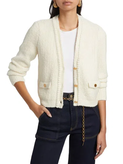 Frame Women's Double Pocket Crop Cardigan In White